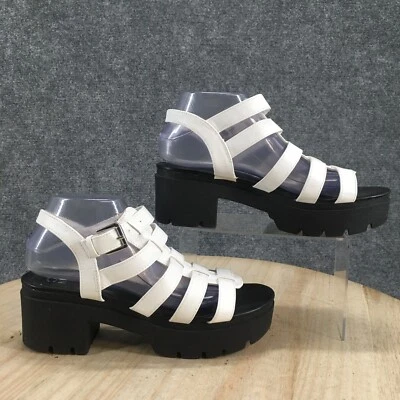 Madden NYC Sandals Womens 9 Chunky Platform Gladiator White Faux Leather Casual - Image 1 of 4