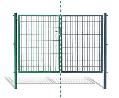 Doppeltor, Grün oder Anthrazit, versch. Höhen passend für Doppelstabmattenzaun - Bild 1 von 4