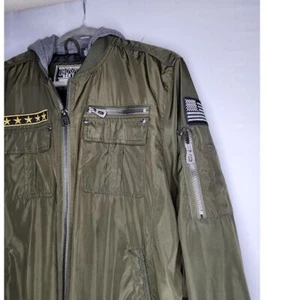 Civil Sektor Premium Men's Green Full Zip Windbreaker Bomber Jacket W Hood Large - Picture 1 of 11