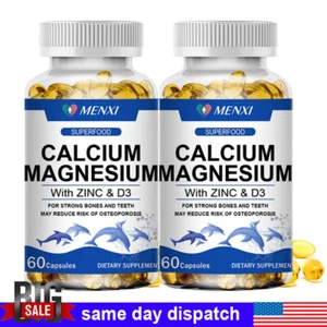 Magnesium Zinc Vitamin D3 Calcium 1000 MG Complex (2 bottles)-High Absorption - Picture 1 of 9