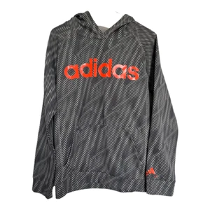 Adidas Athletic Boy's Hoodie Helix Vibe Fleece Lined Gray Print  Sz XL 18/20 - Picture 1 of 9