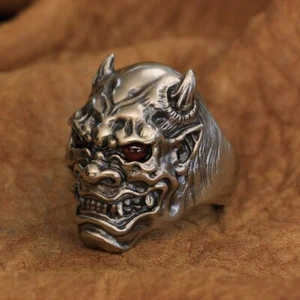 Cupronickel Red CZ Eyes Japanese Ghost Prajna Ring Punk Jewelry CP254 US 7-15 BZ - Picture 1 of 29