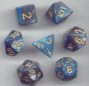 NEW Style ! CUBE RPG Dice Set of 7 - Twisted Aqua-Silver - Picture 1 of 1
