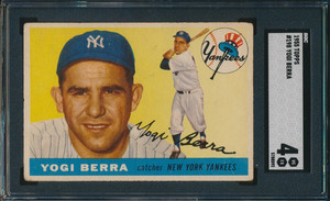 1955 TOPPS BASEBALL #198 YOGI BERRA SGC 4 VG-EX HOF YANKEES HIGH NUMBER