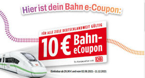 *Schnellversand Deutsche Bahn DB 10€-eCoupon bis 16.09.22. Rabatt-Code Gutschein