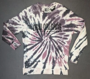 NEW LE NEW ORLEANS FRENCH QUARTER SWEATSHIRT TIE DYE PURPLE WHITE XS HIGH LOW - Picture 1 of 6