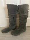 Josef Seibel Woman’s Grey Suede Knee High Boots UK 4 EU 37 Fleece Lined