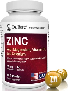 Dr. Berg Zinc 30Mg, with Magnesium, Vitamin D3, Selenium, & Copper, 60 Capsules - Picture 1 of 9