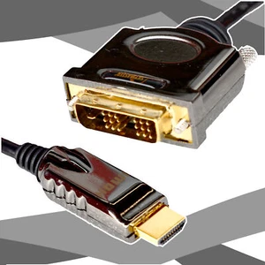 HDMI DVI DVI-D SINGLE LINK KABEL 2M 2 METER ALUMINIUM GOLD VERKLEIDUNG HD M438 - Bild 1 von 1