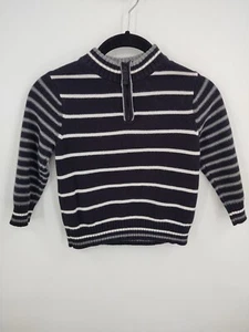 Hanna Anderson 100 Boy's 1/4 zip Black White Gray kids sweater - Picture 1 of 4