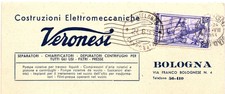 cartolina della ditta privata veronesi, bologna, per MONTELOMGO MOLISE 1953.