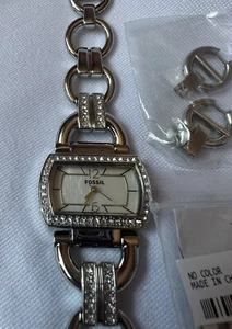 NEU Fossil Damen Chronograph Uhr Silber Strass Bling Damen Accessoires - Bild 1 von 9