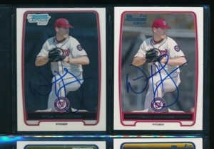 Lot (2) 2012 1st Bowman Chrome #142 Will Hudgins Signed Autograph (VV55) SWSW