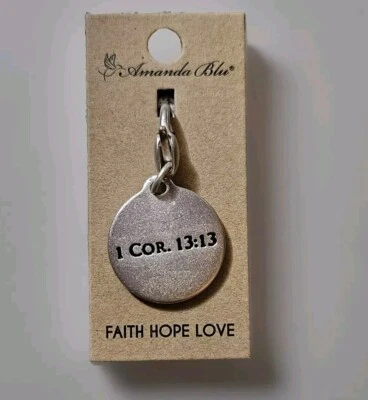 NEW Amanda Blu Charm 1 COR 13:13 FAITH HOPE LOVE Bible Verse Religious  - Image 1 of 4