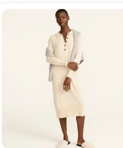 Vestido Suéter Midi Tejido Lana Merino Beige Cuello J CREW XXL #BB375 Minimalista - Imagen 1 de 13