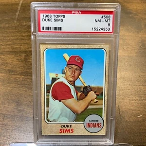 1968 Topps Duke Sims #508 *Indians* PSA 8 NM-MT - Picture 1 of 2