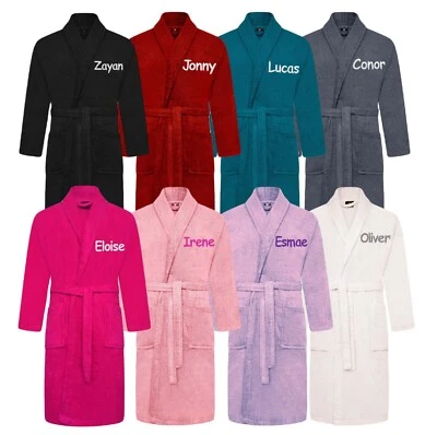 HOME N LIVING New EMBROIDERED PERSONALISED TOWELLING ROBE Ideal Gift ANY NAME 100% Cotton