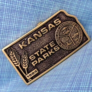 Kansas State Parks Belt Buckle Solid Brass 1984 #90 of 1000 Vintage USA .MMR718 - Picture 1 of 8