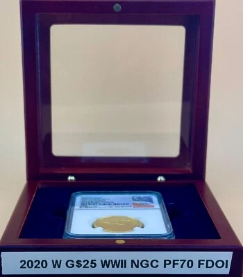 2020 End of World War II 75th anniversary W $25 Gold Medal PF70 FDOI Anna CABRAL - Image 1 of 4