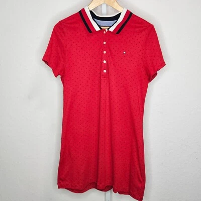 Tommy Hilfiger Rojo Lunares Polo Vestido Preppy Patriótico Talla Grande Foto 1 de 4