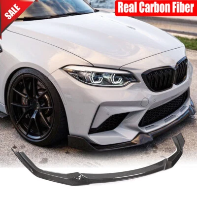Divisor de labios de parachoques delantero de fibra de carbono real de competición para BMW F87 M2 M2C 18-20 Foto 1 de 4