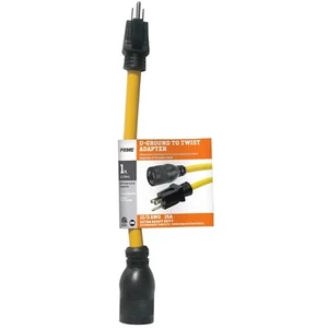 Prime 1 Fuß U-Masse auf Twist-to-Lock Adapter 12/3 STW gelb 12 AWG - Bild 1 von 3