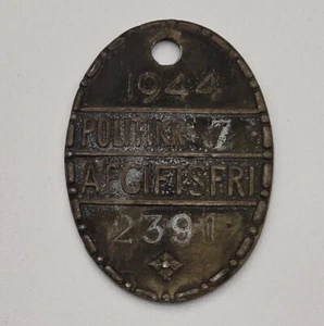 Original WWII WW2 German Police Dog Denmark identification tag militaria K9 old - Picture 1 of 12