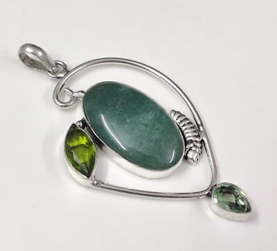 Joyería colgante de piedras preciosas de amazonita verde ovalada natural para mujer Foto 1 de 4
