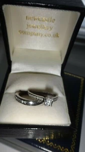 9CT White Gold Diamond Bridal Ring Set 0.45ct Size M & N1/2 💎💎 - Picture 1 of 12