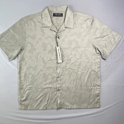 Free Planet Shirt Mens Large Green Gray Hawaiian Floral Short Sleeve Button Up - Image 1 of 4