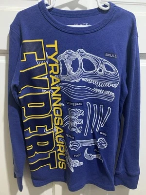 Boys Children’s Place Dinosaur T-Rex Long Sleeve Shirt Size 7/8 Medium - Image 1 of 4