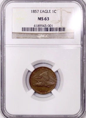1857 Flying Eagle Cent NGC MS63 - Nice Type Coin! - Image 1 of 4
