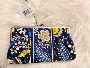NWT Vera Bradley Clutch Wallet Purse w/Kiss Lock Ellie Blue Elephant Retired NEW - Picture 1 of 9