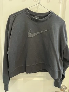 Nike schwarzes Cropped Boxy Sweatshirt Oversized mit Swoosh Tick Gr. M - Bild 1 von 6