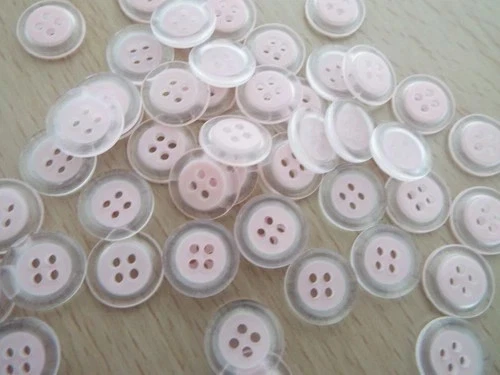 50 x Clear Rim Buttons 15mm Pink Centre Cardigan Knits Clearance Sale C86 - Image 1 of 1