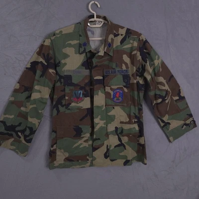 Vintage US Air Force Jacket Mens Medium Regular Woodland Camo Combat Patch 90s - Image 1 of 4
