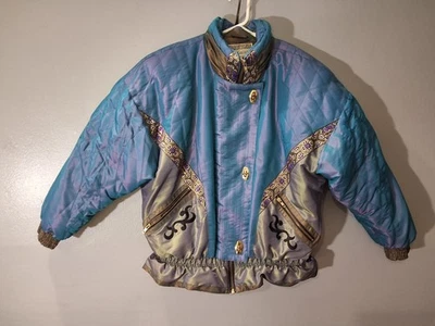 Vintage J. Gallery Puffer Ski Jacket Womens Small Blue Purple Iridescent 80s 90s - Image 1 of 4
