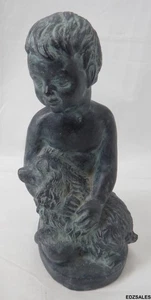 Lucile Ceramic Statue - Boy with Puppy Dog Figurine - Picture 1 of 10