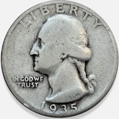 1935-S Washington Quarter 25C $9 Melt! * Original Surfaces! 1935S #09 - Image 1 of 2