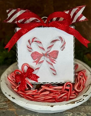 Candy Cane Criss Cross Mini Estampado Redondo Top Colección Navidad Foto 1 de 4