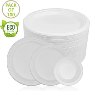 50/100/200 Super Rigid Extra Strong Disposable Party Paper Plates Biodegradable - Picture 1 of 10