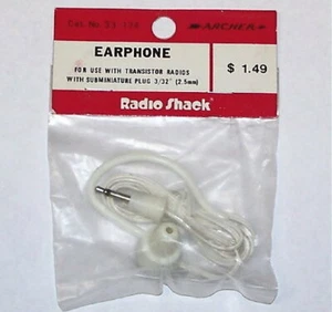 VINTAGE transistor radio mono earphone Archer Radio Shack 8 ohm 2.5mm plug NOS - Picture 1 of 1