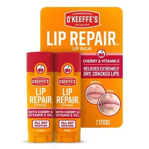 Bálsamo labial reparador de labios O'Keeffe's con aceite de cereza y vitamina E, barra, paquete doble - Imagen 1 de 6