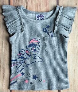 My Little Pony shirt size 2T gray ribbed blue pink horse toddler girls pocket