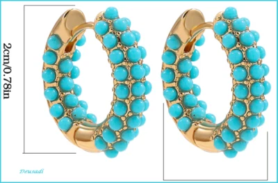 Ohrringe von / Aus Creolen Mit Beads Rund für Damen Mit Stein Blau - Bild 1 von 3