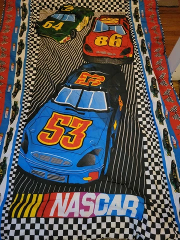 Vintage Nascar Twin Size Comforter Bed Fabric Racing Car  #56 #64 #53 #82 USA Cover