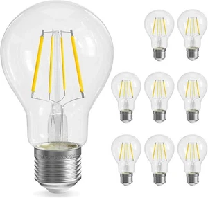 QNINE 8-Pack Warm White E27 Screw Bulb, 5W (50W Equivalent), LED Filament Bulb, - Picture 1 of 7