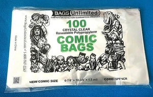 PACK OF 100 COMIC SIZE BOOK BAGS - NEW SEALED PACKAGE Bags Unlimited 1.5 MIL - Picture 1 of 2