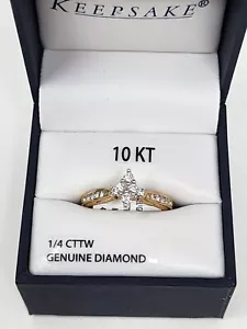 New Keepsake Diamond "Lovelight" Engagement Ring 10k Yellow Gold 1/4 CTW Size 7 - Picture 1 of 12