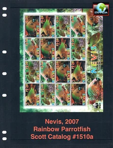 1/3 off $16.00 Scott Value - 2007 NEVIS Parrotfish 16v Rainbow Fish CVMNH NH UMM - Picture 1 of 4